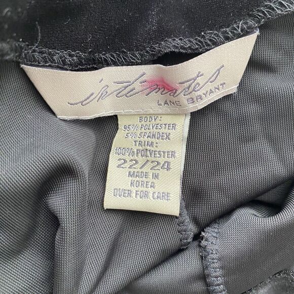 Lane Bryant Nightgown Womens 22 24 Black Velvet Faux Fur Trim Slip Chemise - Picture 5 of 6